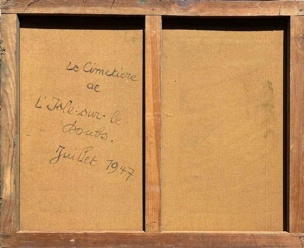 1947 Roger Comte Paysage à L'isle Sur Le Doubs Oil On Canvas photo furniture