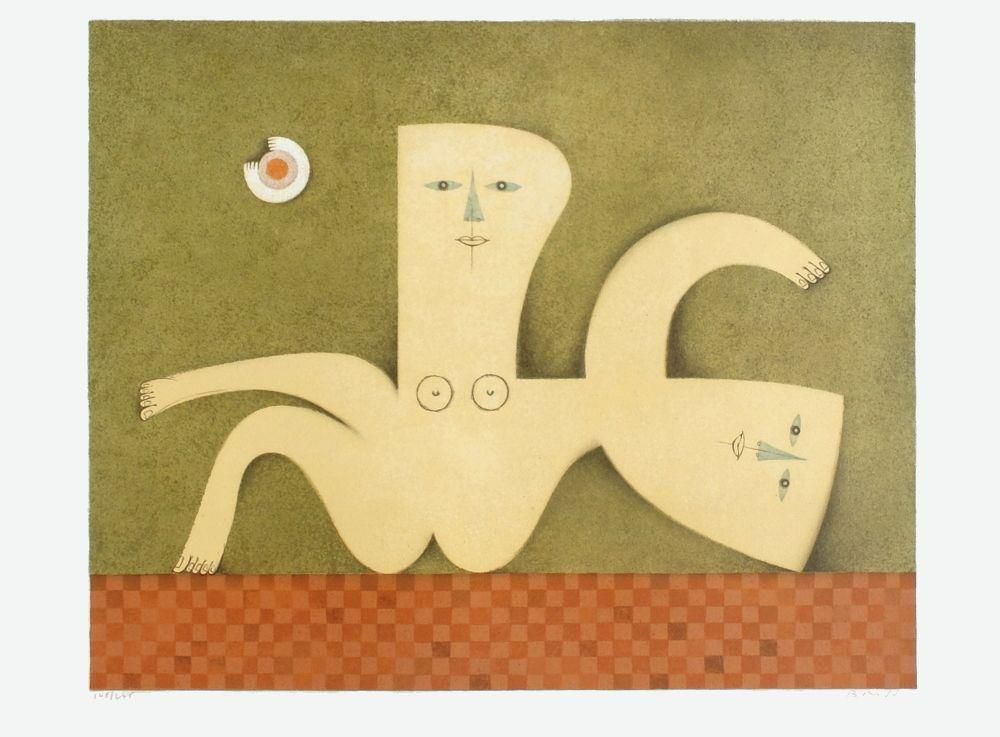 1980s "Double Identity" Lithograph By Samy Briss photo furniture