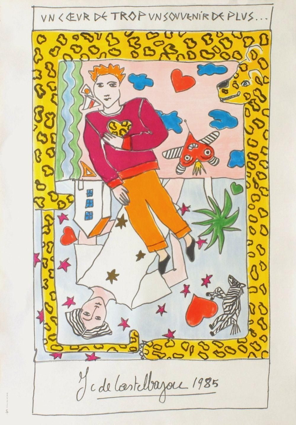 1985 Jean Charles De Castelbajac Un Coeur De Trop Lithograph Poster