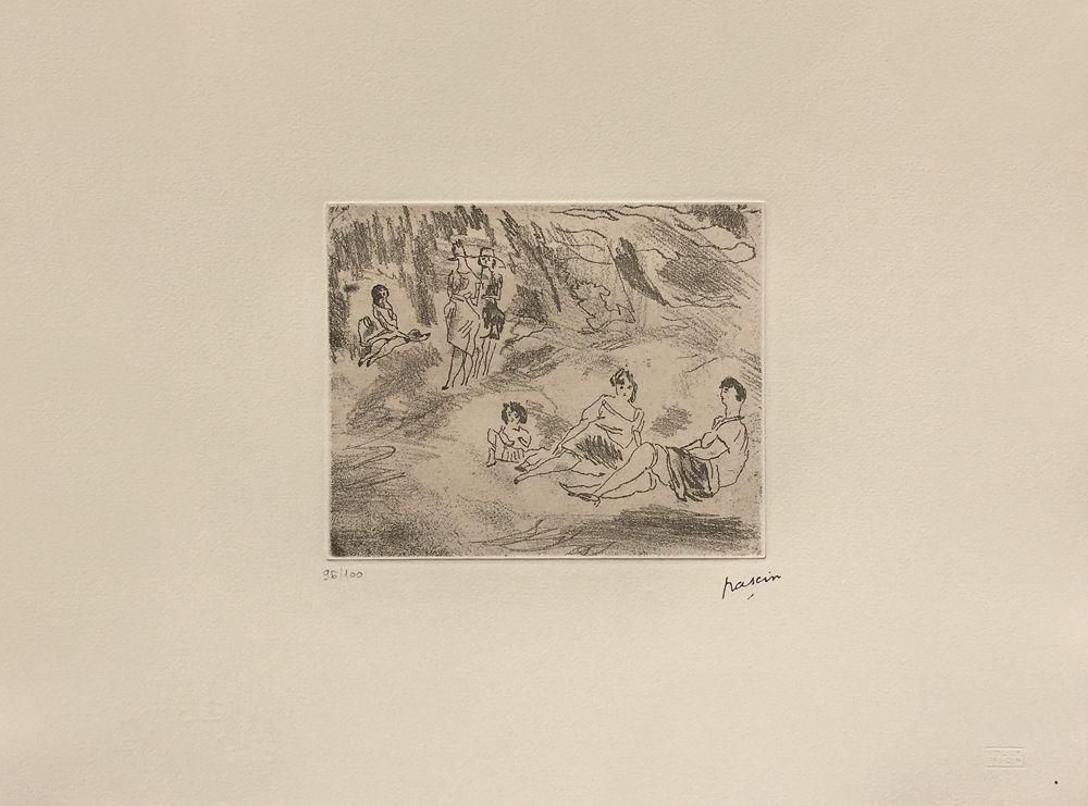 1980 Jules Pascin Central Park New York Etching