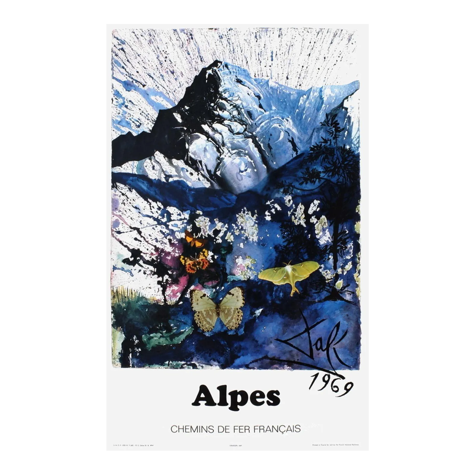 1969 Salvador Dali Alpes French Railroads Large Poster photo furniture