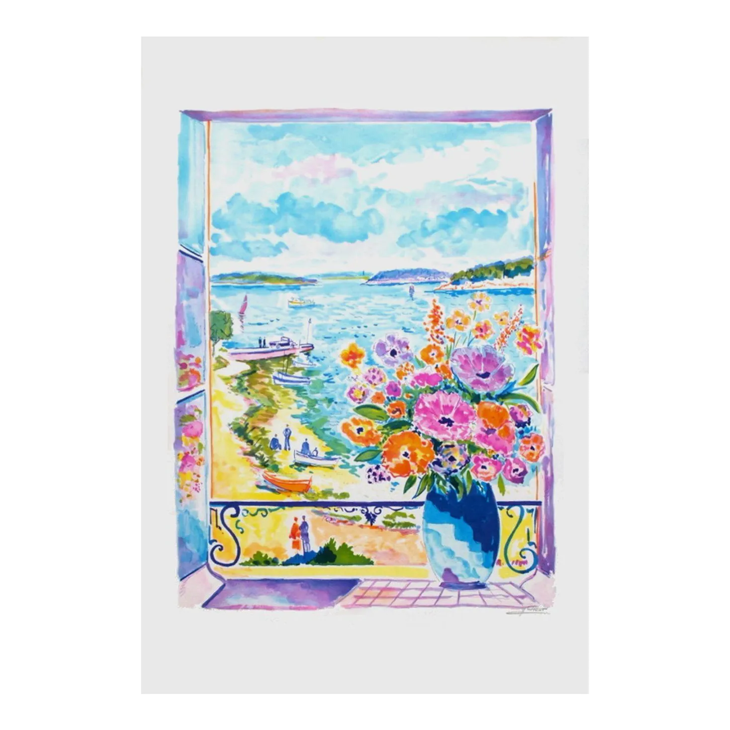 1985 Jean Claude Picot Auray's River Lithograph