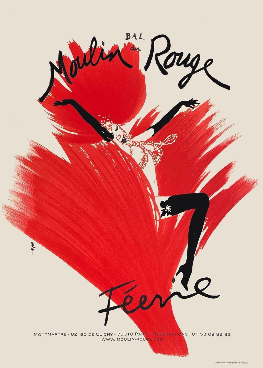 2009 "Féérie" René Gruau Moulin Rouge Lithograph Poster photo furniture