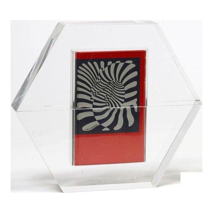 1988 Victor Vasarely Hexagone Plexiglas Sculpture