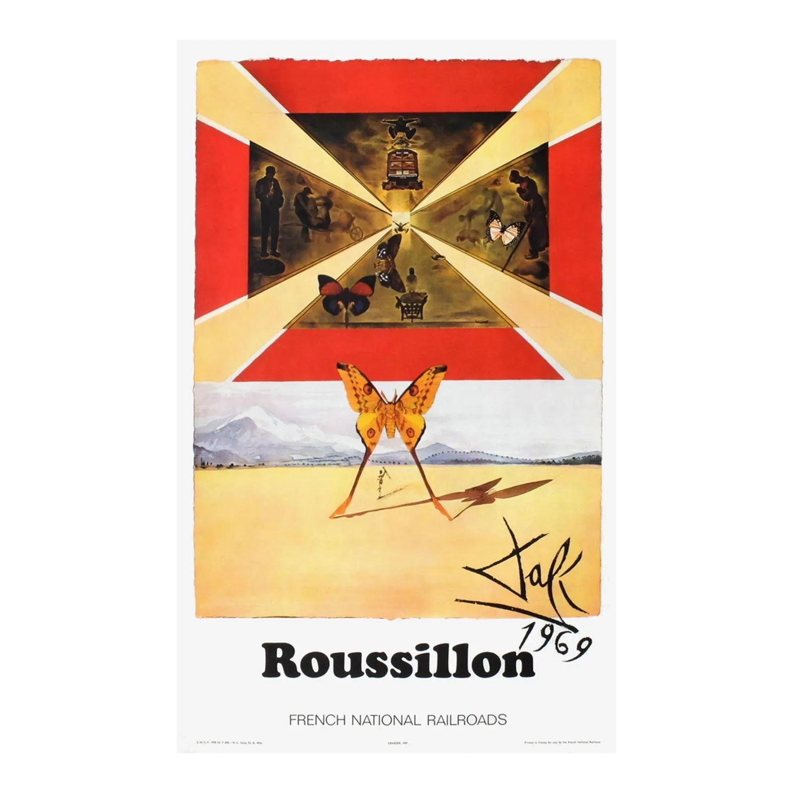1969 Salvador Dali Roussillon (Large) French Railroads Poster