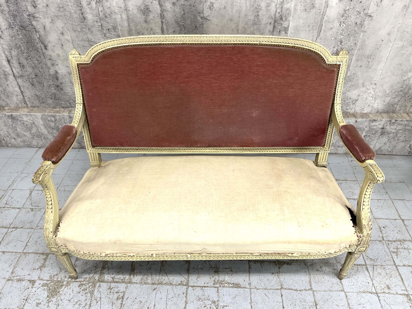 Shabby Chic Antique French Canape Sofa Bench photo for sale