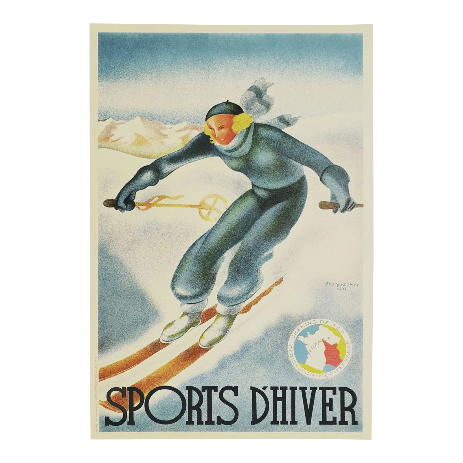 1987 Georges Arou Sports D'hiver (1931) Lithograph Poster Reissue