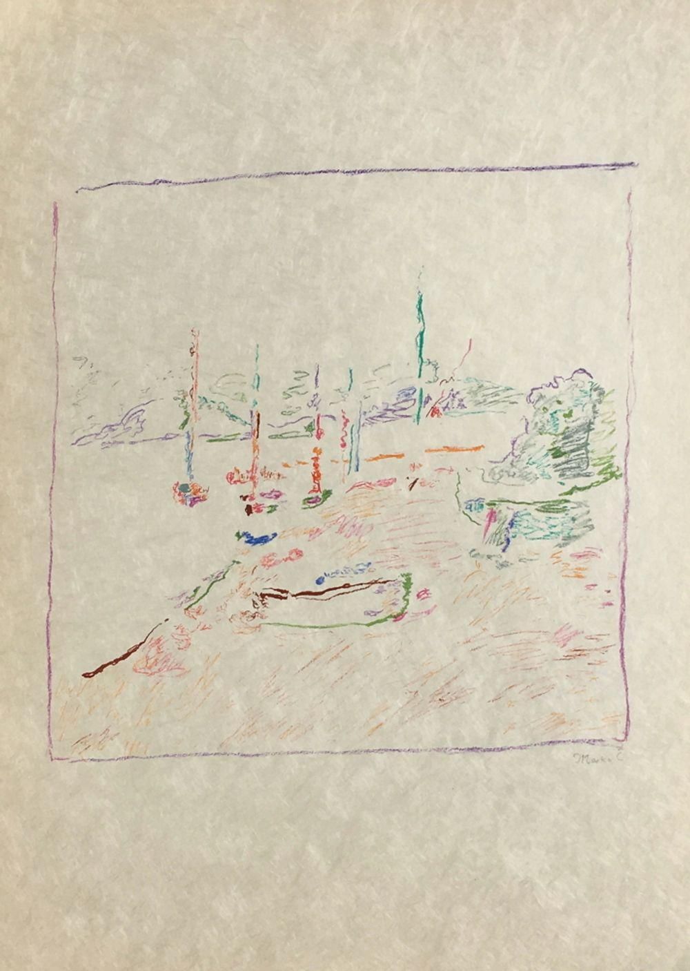 1970s "Sailboats" Lithograph By Marko Celebonovic