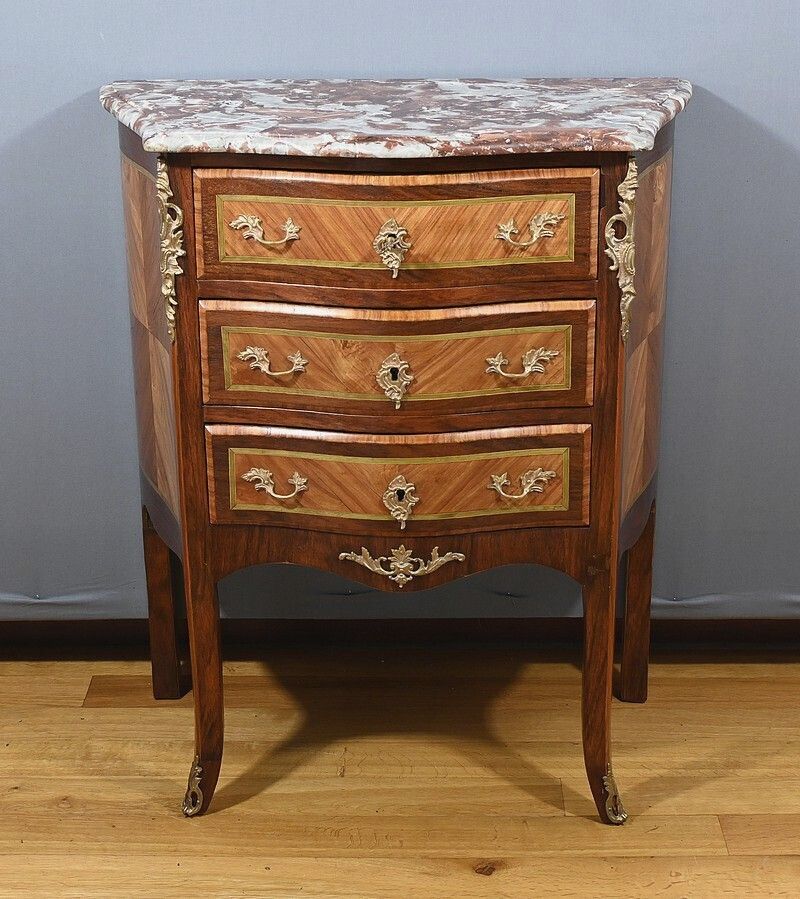 Small Marquetry Dresser, Louis XV Louis XVI Transition Style Early 20th photo furniture