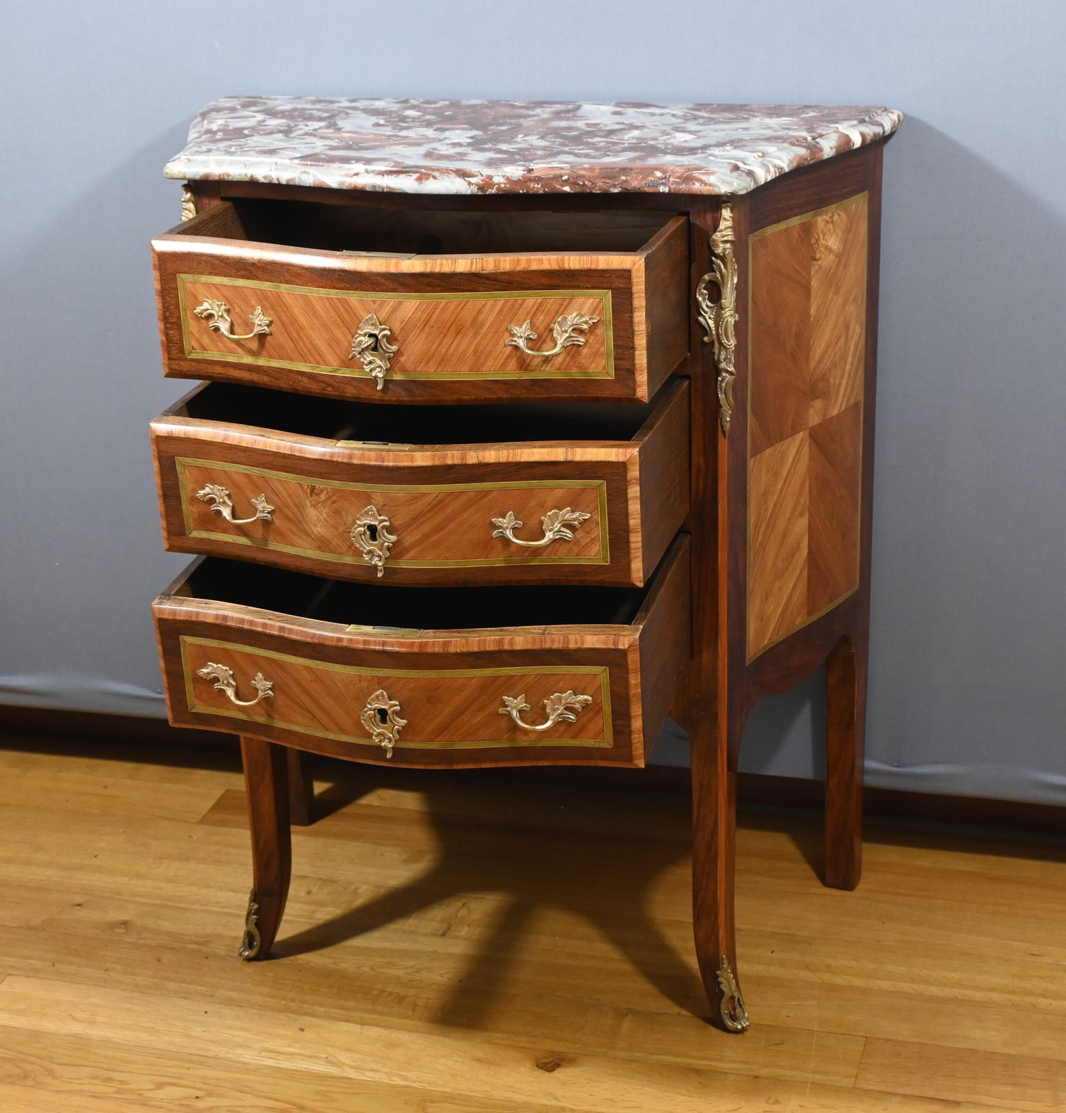Small Marquetry Dresser, Louis XV Louis XVI Transition Style Early 20th photo Furniture