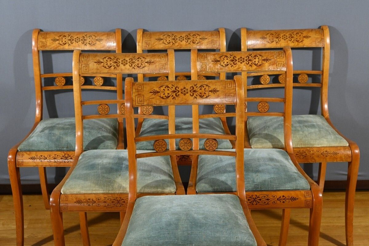 Charles X Style Speckled Maple Chairs – Mid 20th Century photo vinterior