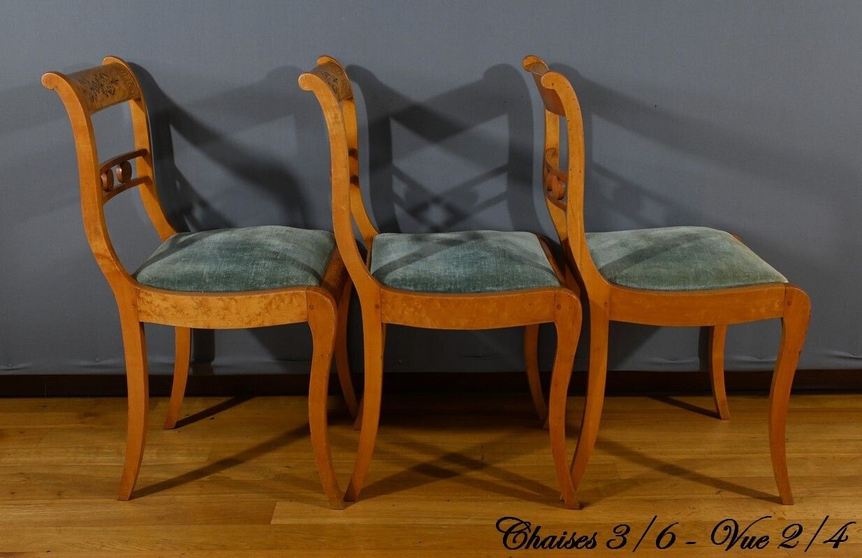 photo vintage Charles X Style Speckled Maple Chairs – Mid 20th Century