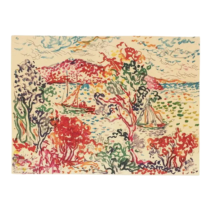 1985 Lucien Neuquelman Riviera Landscape Lithograph