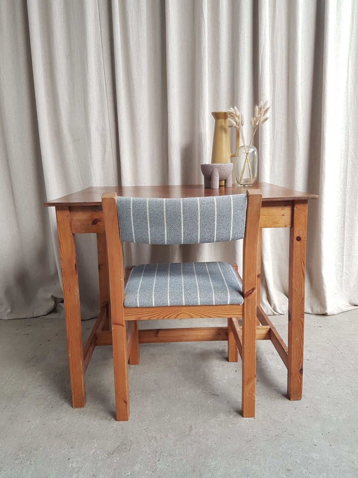 Vtg Late Mid Century Dining Table Desk Bench Rustic Scandi Retro R725 photo furniture