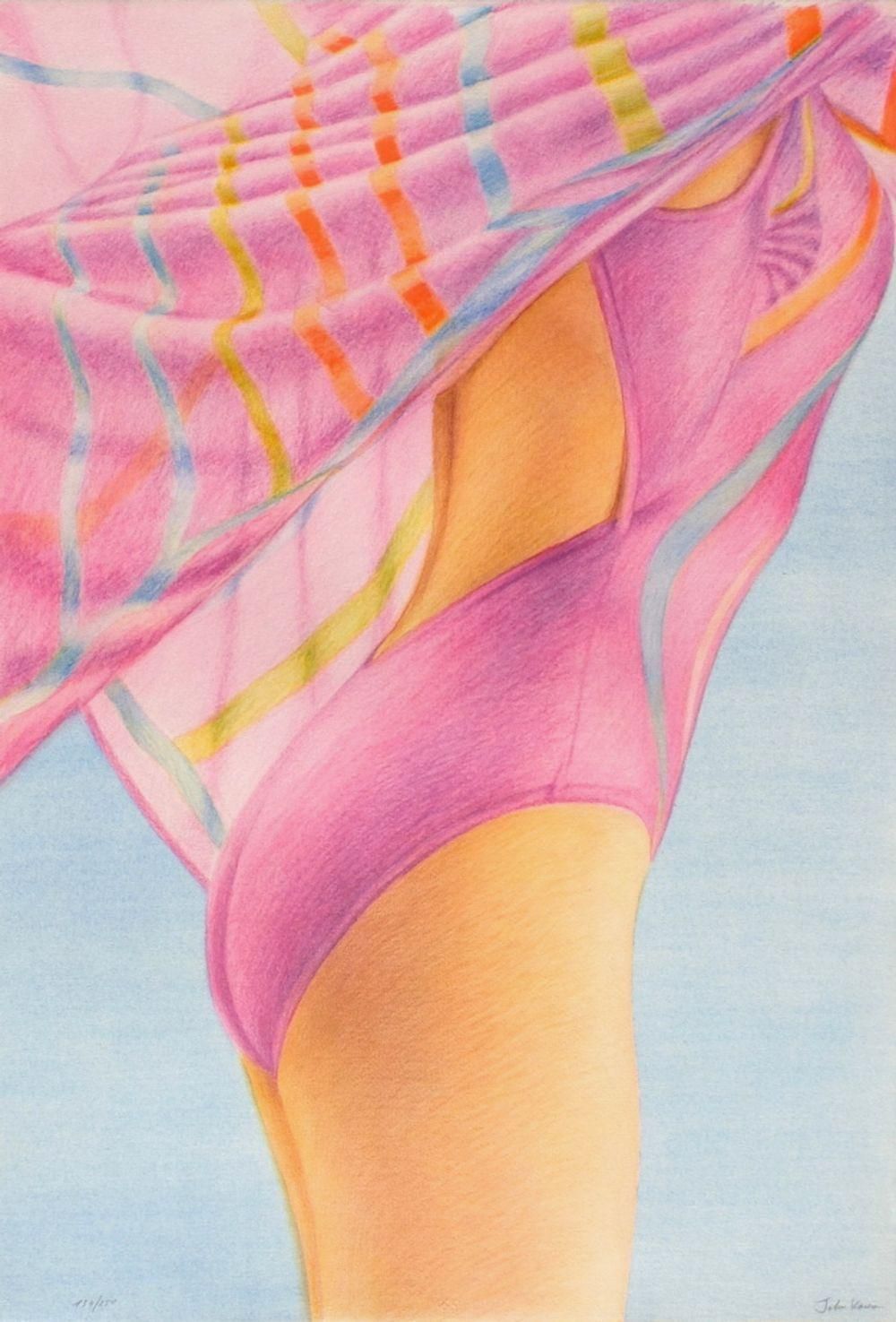 1992 John Kacere Purple Swimmer Lithograph photo furniture