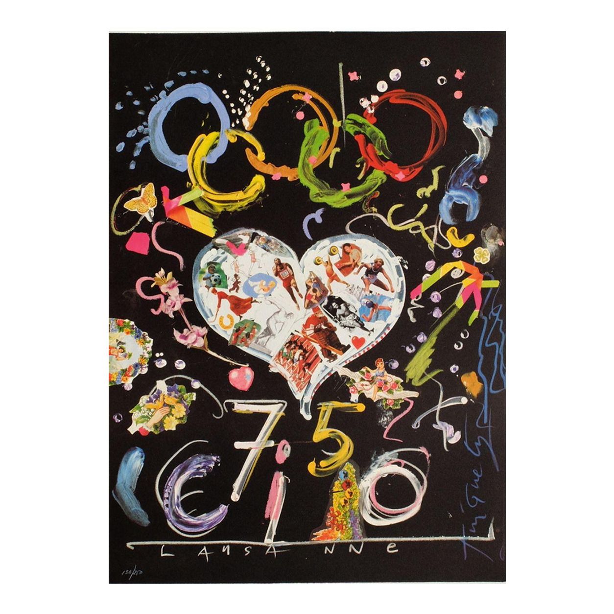 1992 Jean Tinguely Olympic Committee Anniversary Lithograph Poster