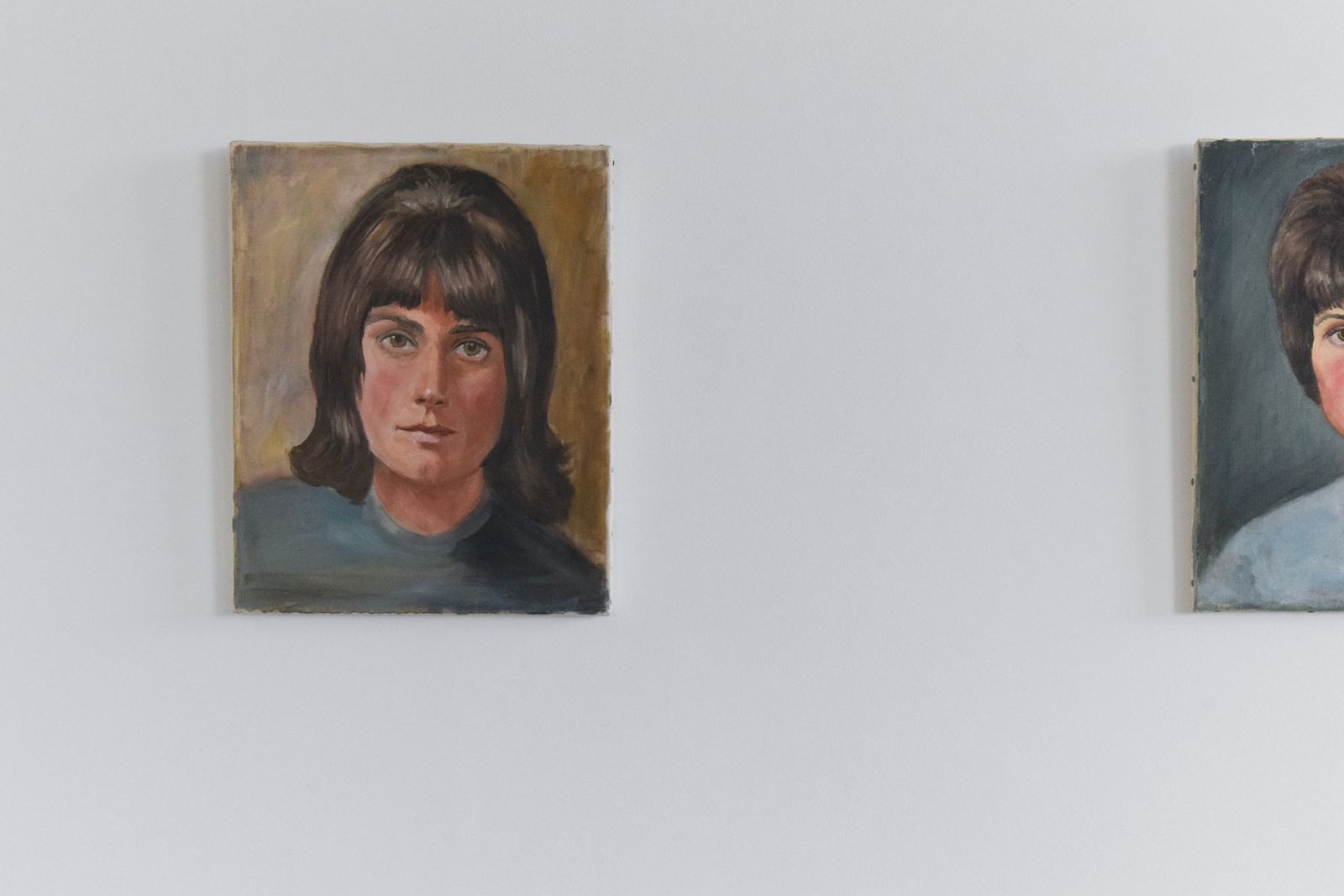 Vintage Original Small 1960s Oil On Canvas Female Portrait Painting