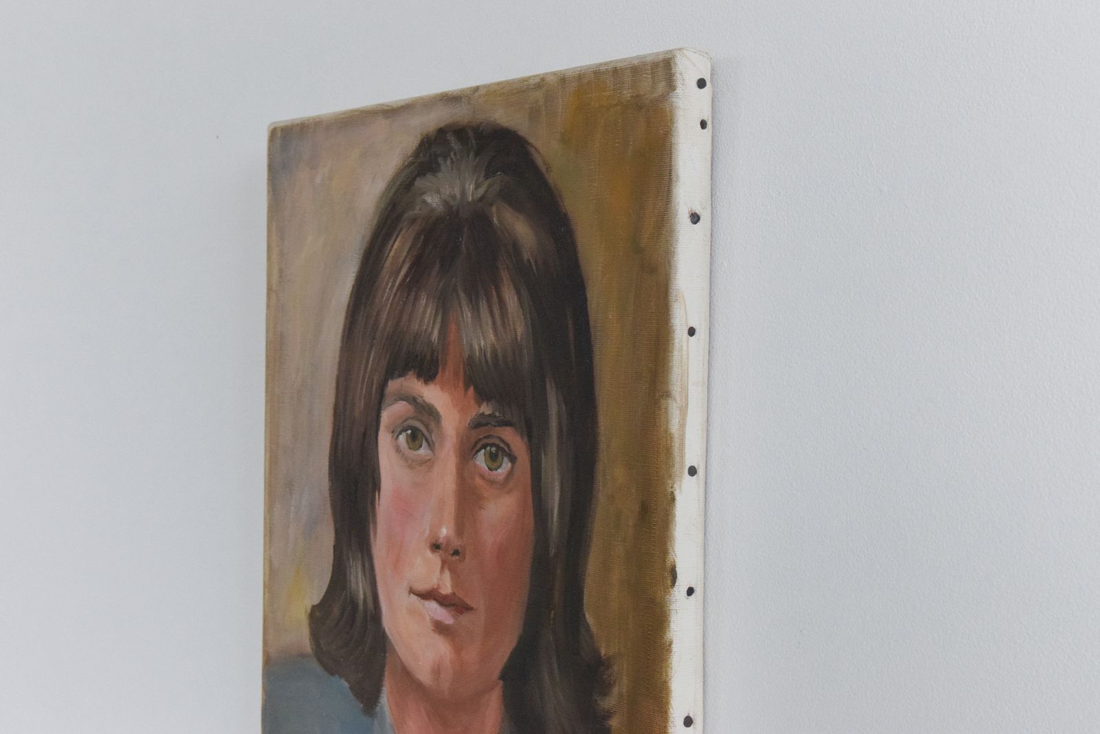 Vintage Original Small 1960s Oil On Canvas Female Portrait Painting photo buy