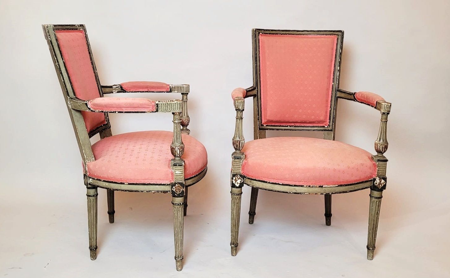 Pair Of Directorial Armchairs   Patina In Green Tones