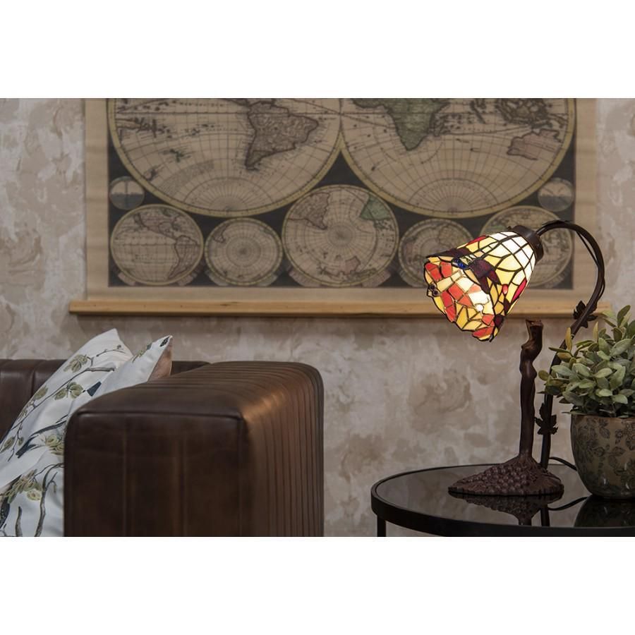 Tiffany Style Stained Glass Table Lamp: Yellow & Brown Vintage Decor For Bedside, Desk, Weddings, Birthdays photo furniture