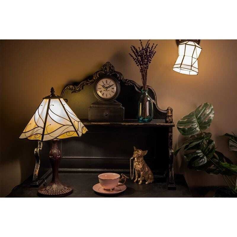 Art Deco Style Tiffany Style Table Lamp – Beige Stained Glass, ø 31 X 43 Cm, Perfect Gift For Birthdays, Weddings, And Home Décor