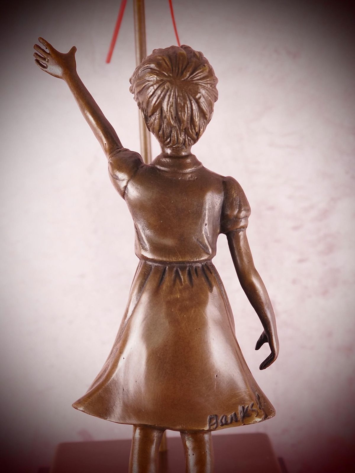 Banksy Inspired Bronze Sculpture: Girl With Balloon   Timeless Symbol Of Hope On Marble Base photo 599.0