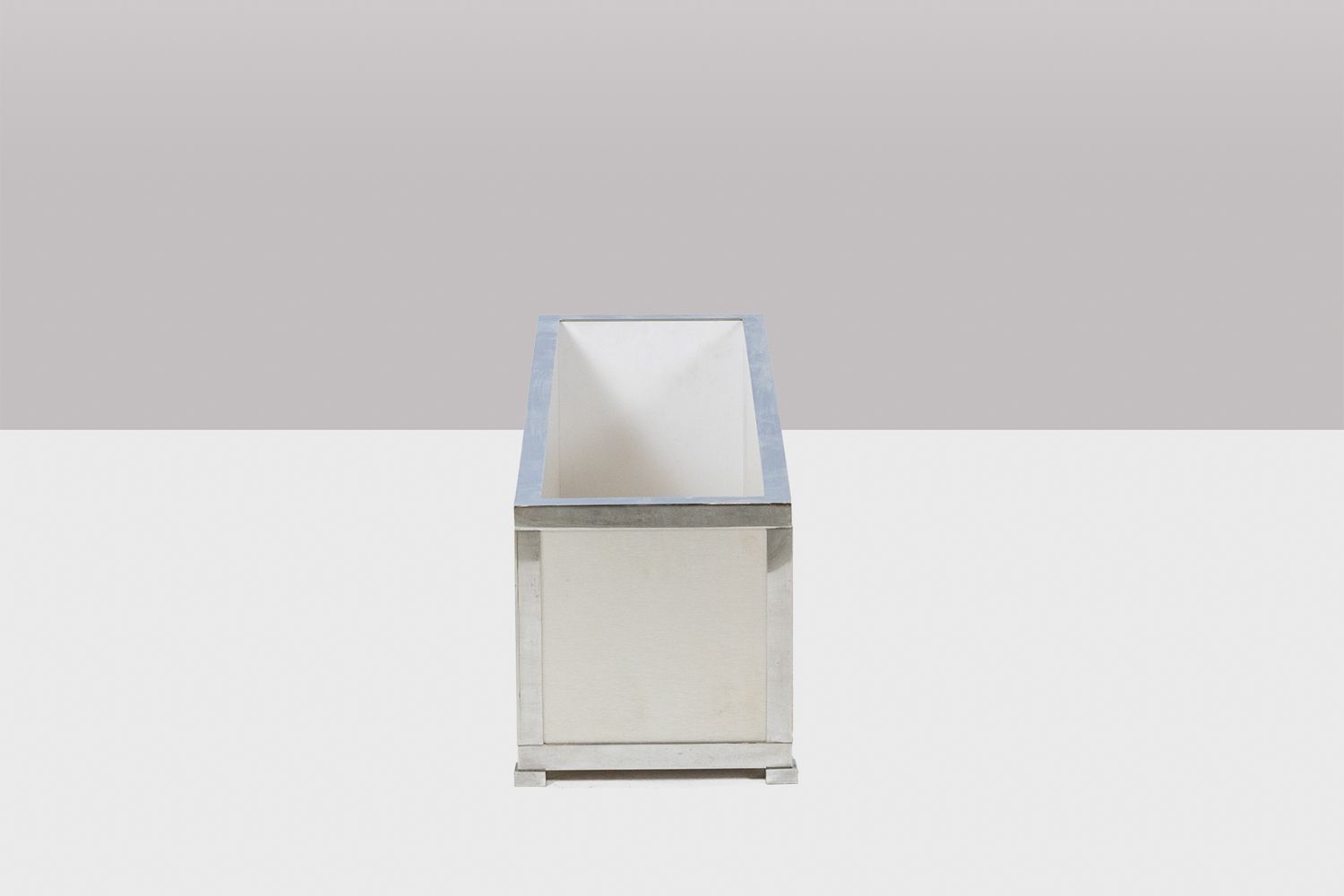 Maison Jansen. Brushed Aluminum And Metal Planter. 1970s photo Garden Decor