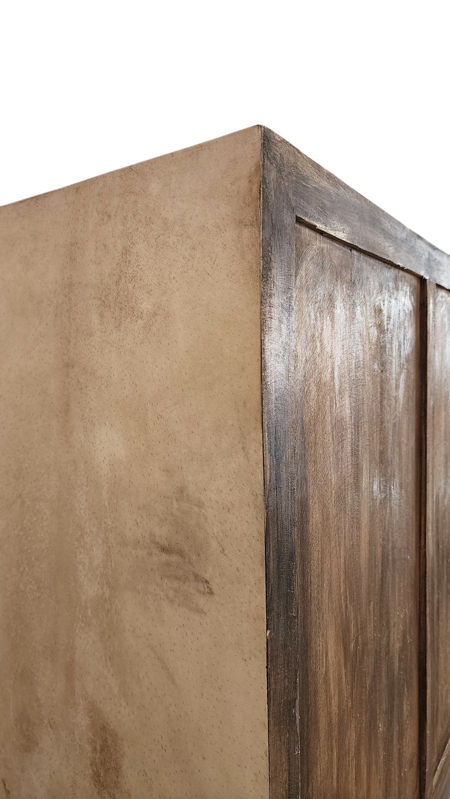 Furniture 1940s Mid Century Modern Jen Michel Frank Style Parchment Covered Wood Cabinet By Comte S.A., Argentina photo
