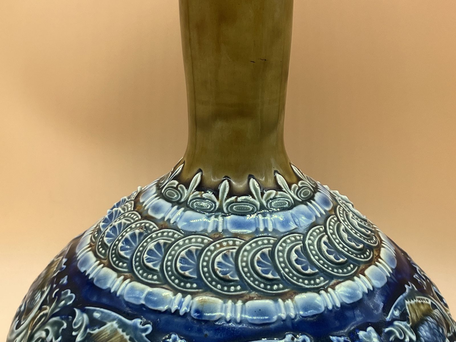 Impressive Large Art Nouveau Doulton Lambeth Vase. Height 16". 4886y. C1900. photo Home Decor