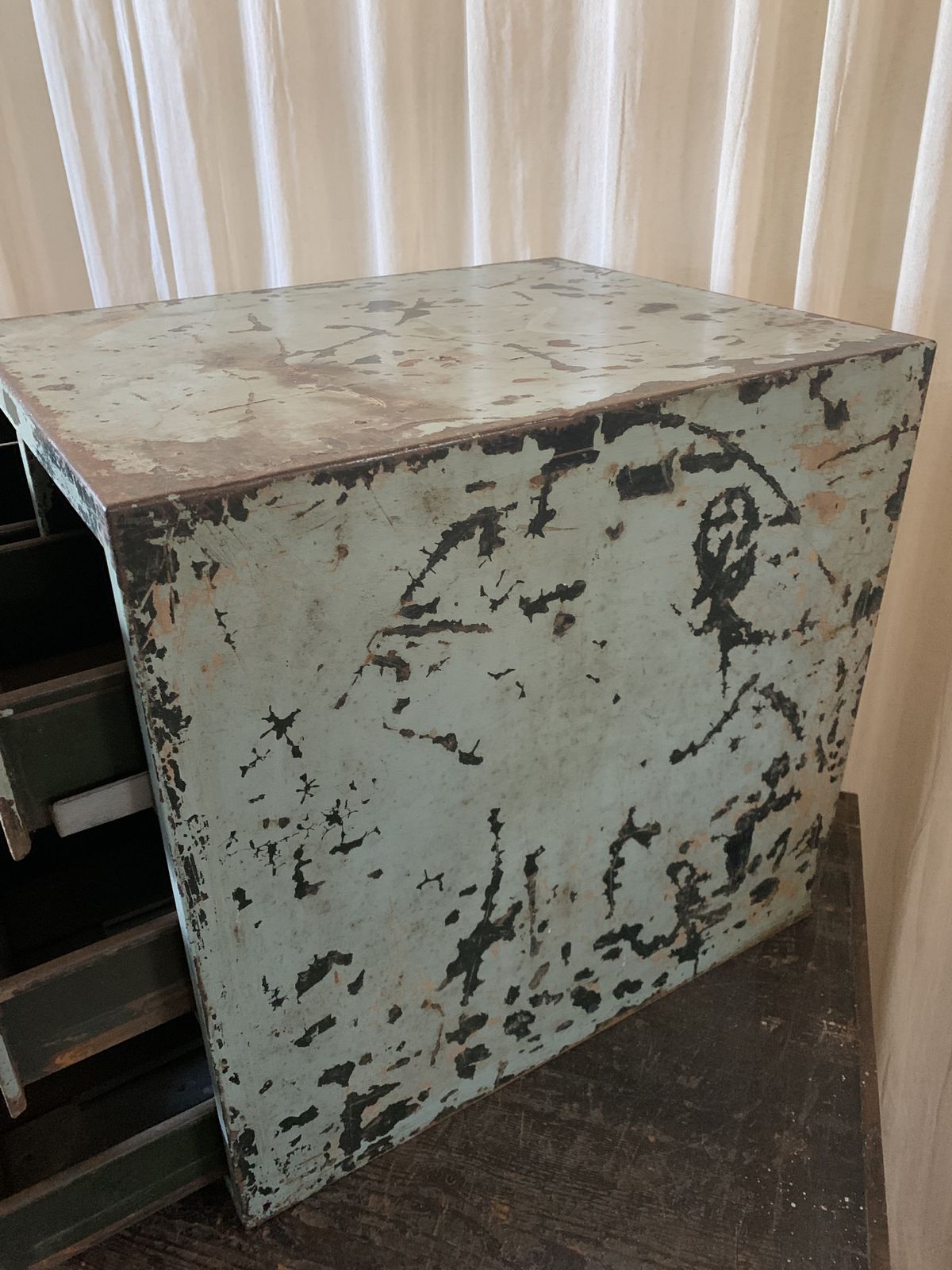 Vintage Metal Filing Drawers. Bank Of Six. Mid 20th Century. photo for sale