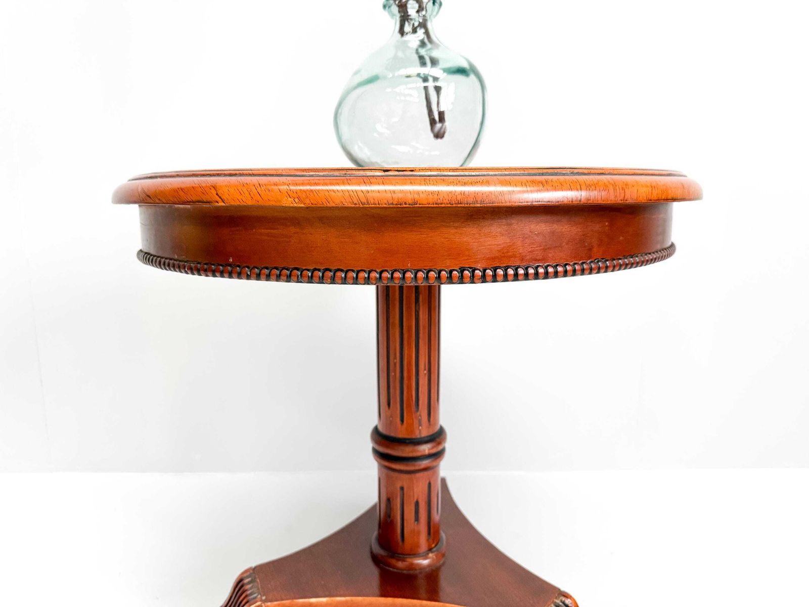 Vintage Round Wooden Pedestal Table With Ornate Carved Base photo 390.0