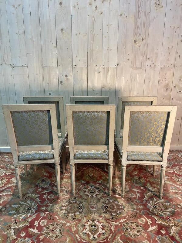 Suite De 6 Chaises Louis XVI. Rechampi Beige photo for sale