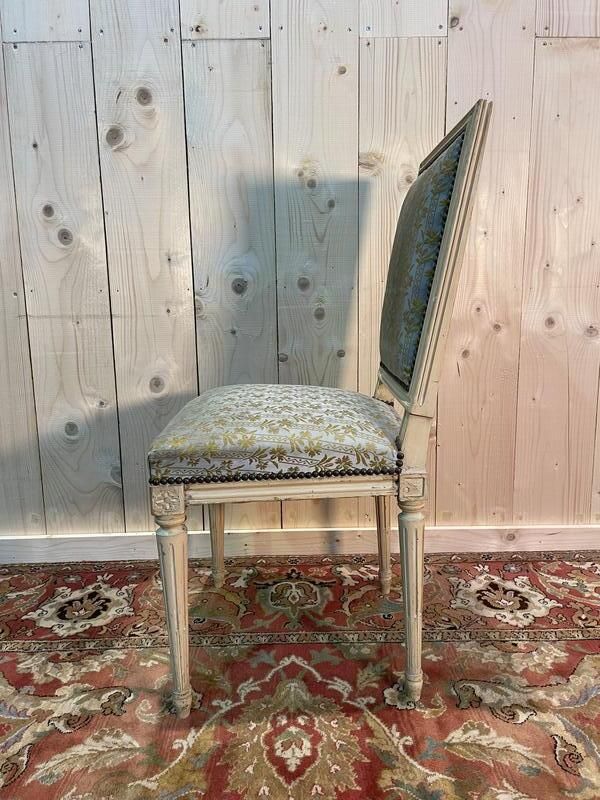 Suite De 6 Chaises Louis XVI. Rechampi Beige photo vinterior