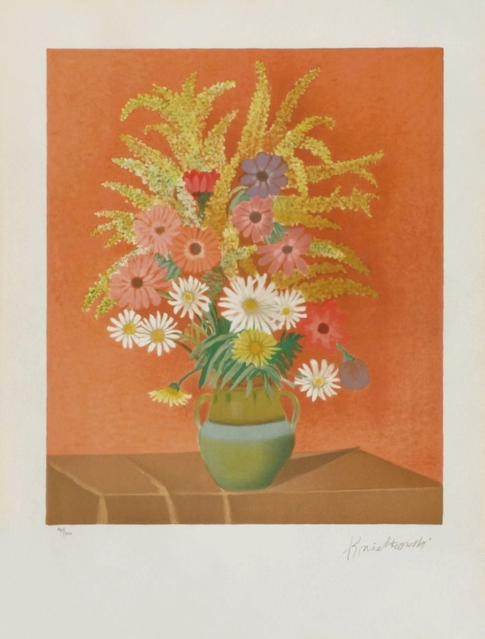 1970s Jean Kwiatkowski Flowers Lithograph photo furniture