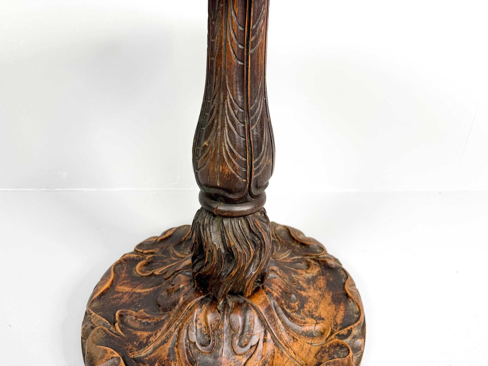 Antique Wooden Plant Stand With Carved Decor, Wooden Pedestal photo 208.0
