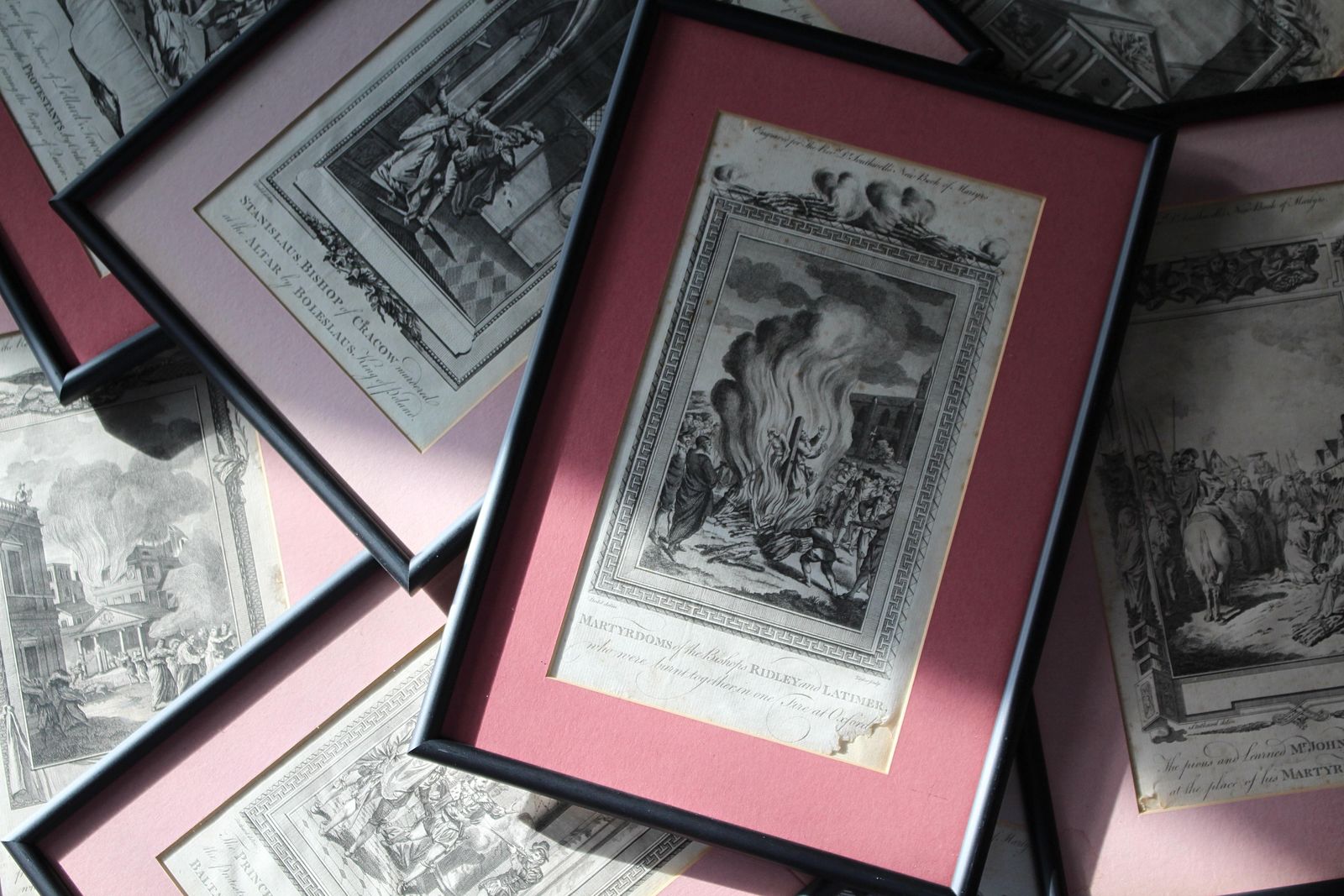 19th Century Framed Engravings From The New Book Of Martyrs By Henry Southwell photo vintage
