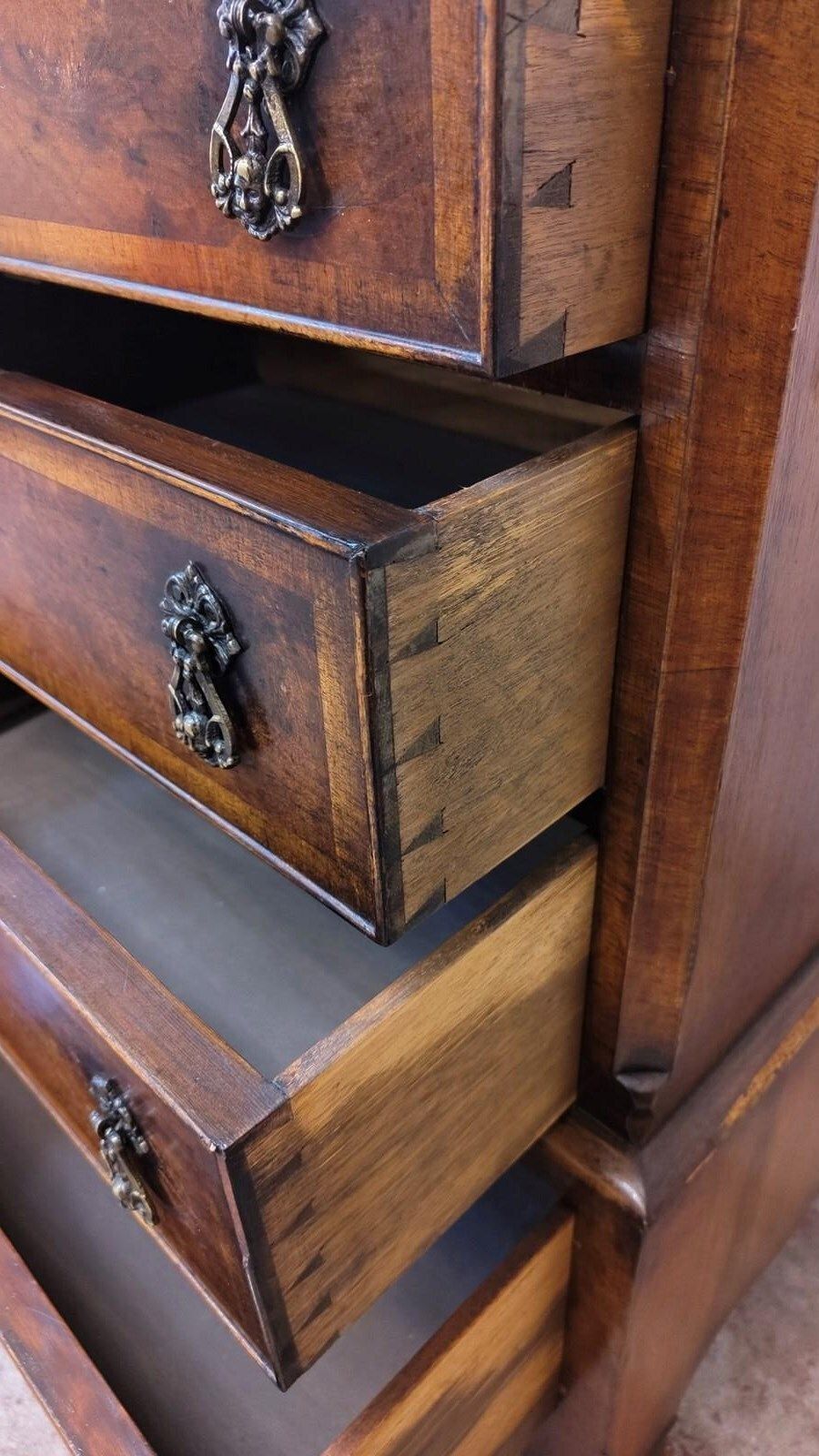 photo for sale Antique Diminutive Queen Anne Walnut Chest Of Drawes