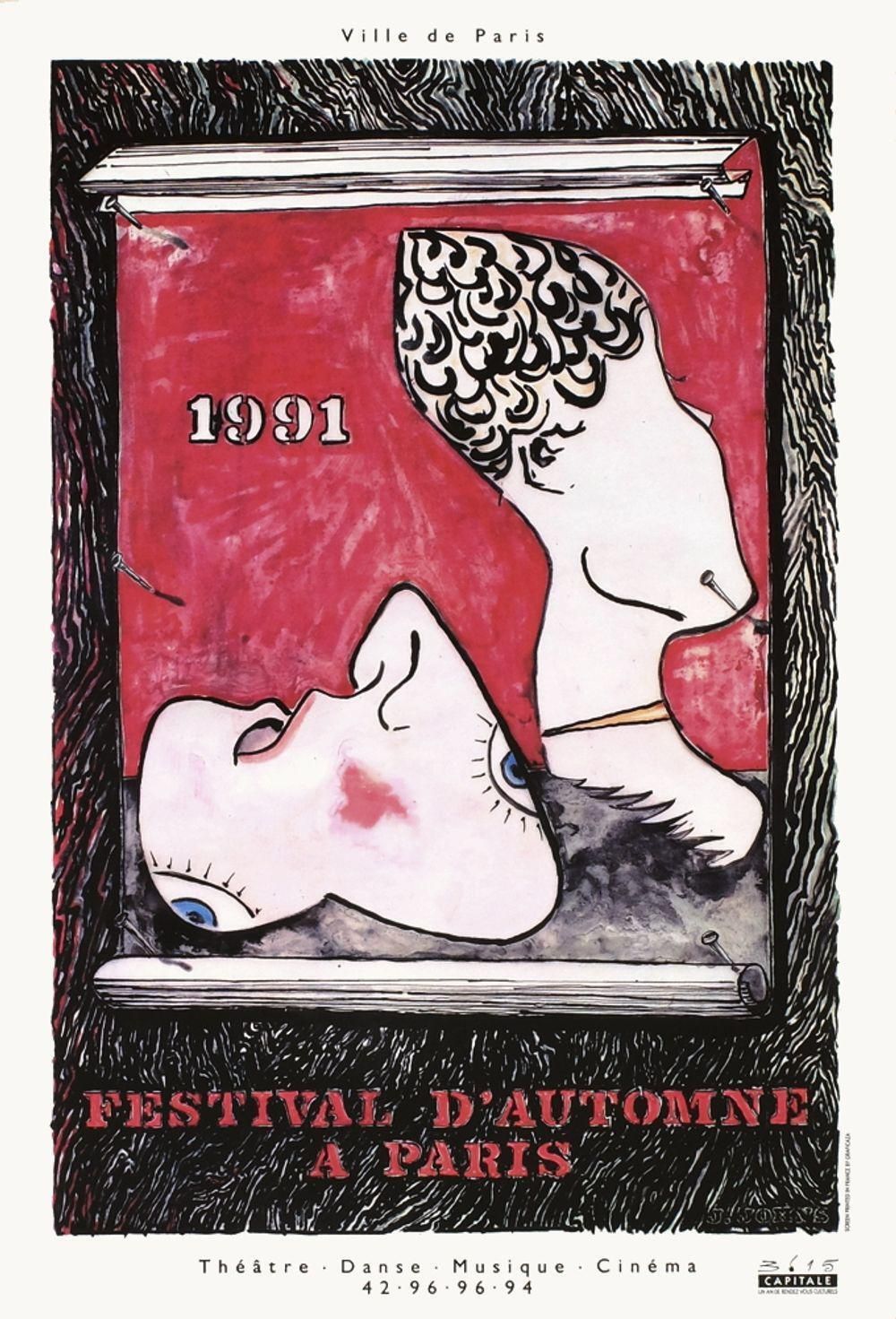 1991 Jasper Johns Festival D'automne Screeprint Poster