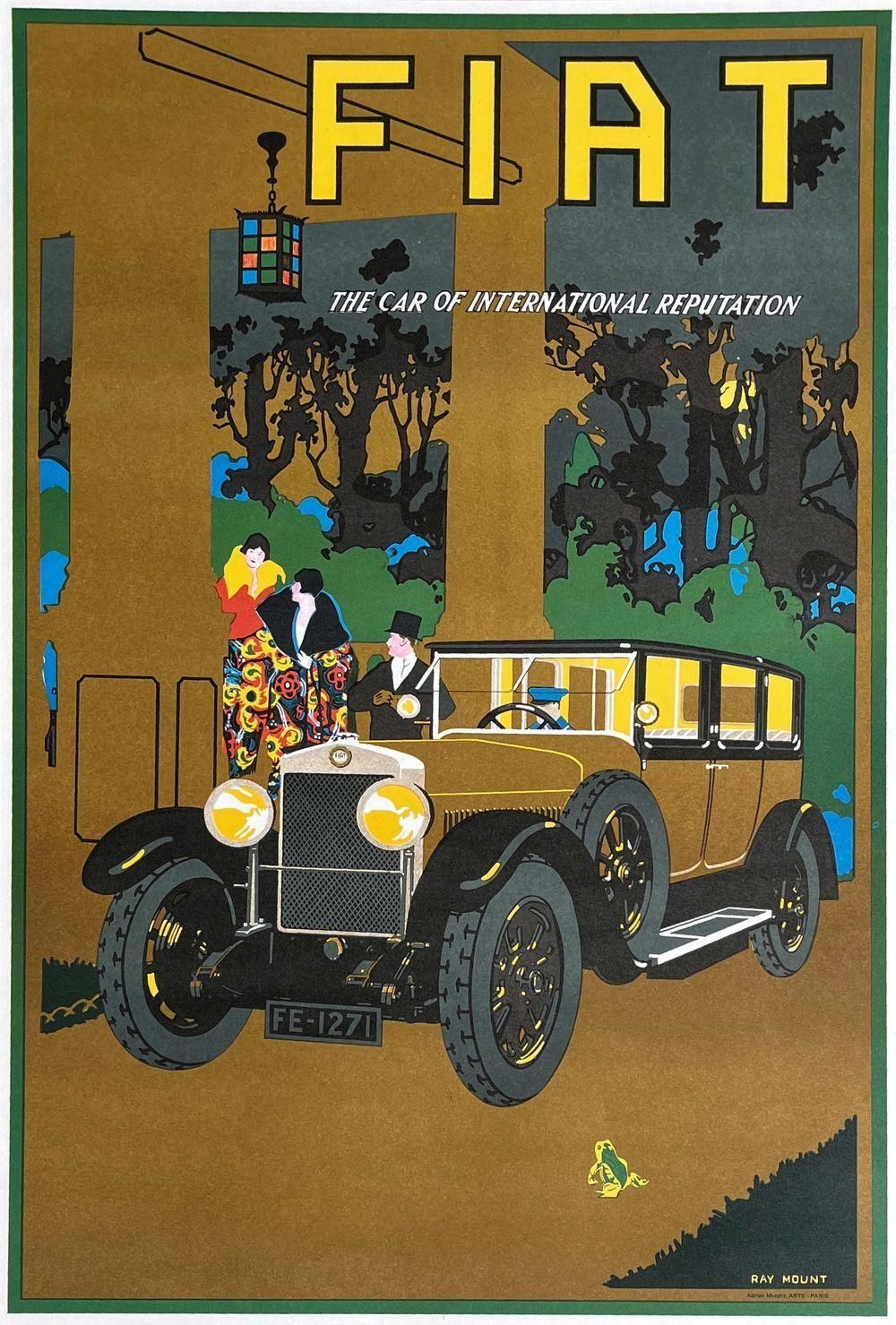 1922 Fiat Advert By Ray Mount (1980s Lithograph Reissue) photo for sale