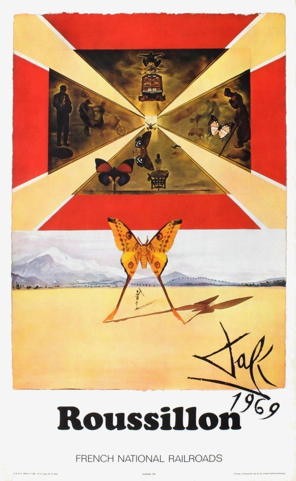 1969 Salvador Dali Sncf, French National Railroads : Roussillon Small Poster photo for sale