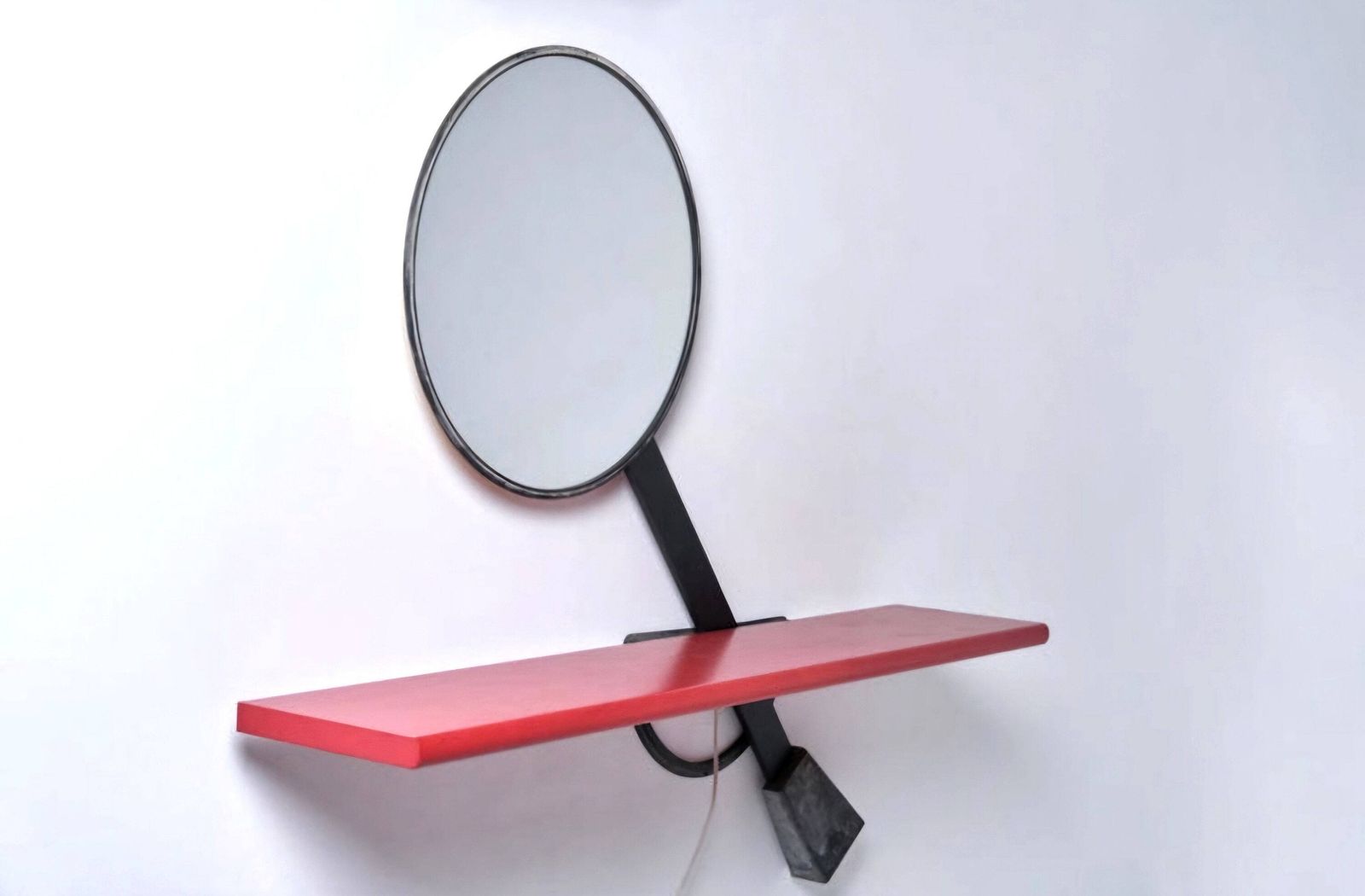 Very Rare Memphis Group Red Console With The Mirror, Model "Solemio" Designed By Giotto Stoppino For Acerbis // Made In Italy In 1980s photo buy