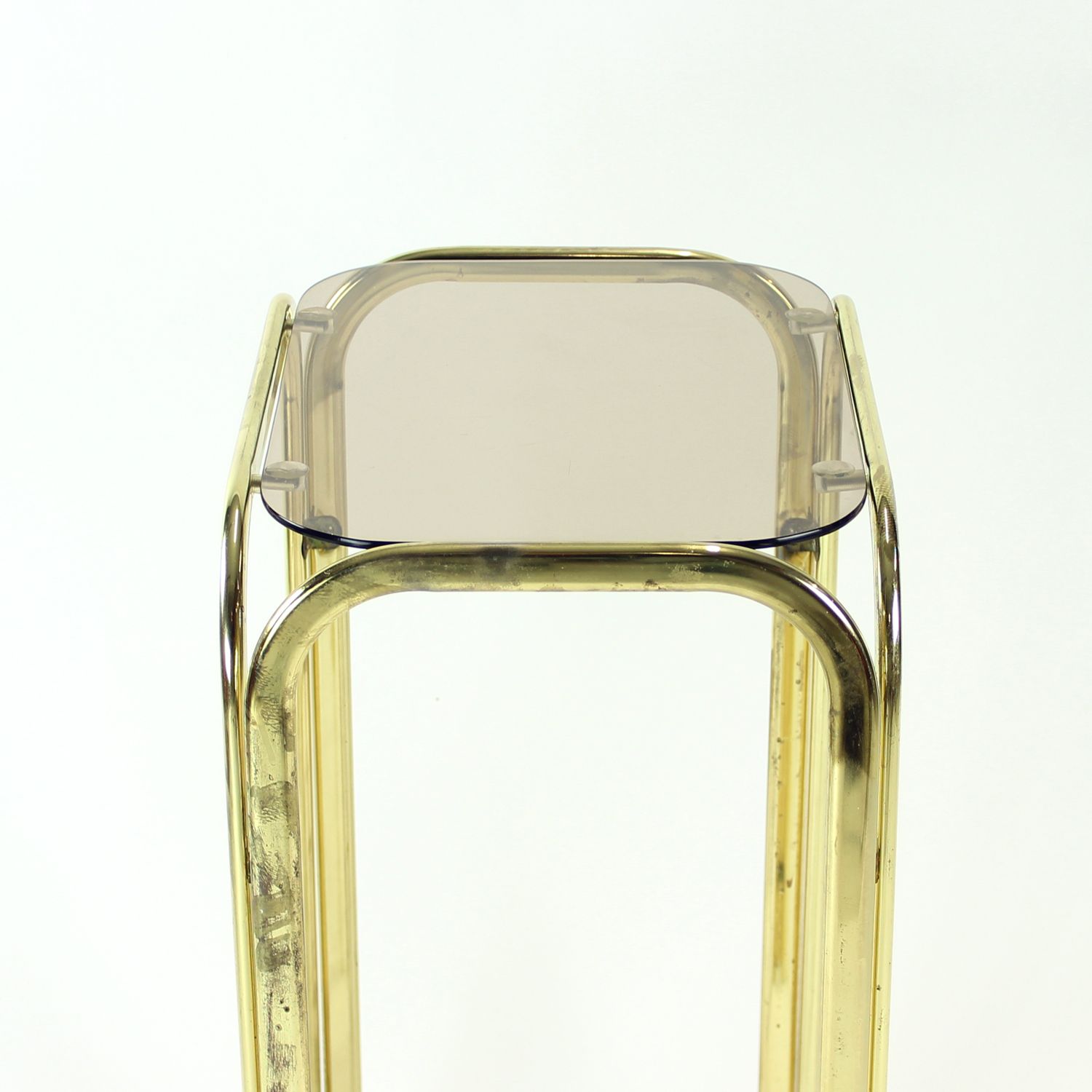 High Side Table In Metal With Glass Top, Czechoslovakia 1970s photo vintage
