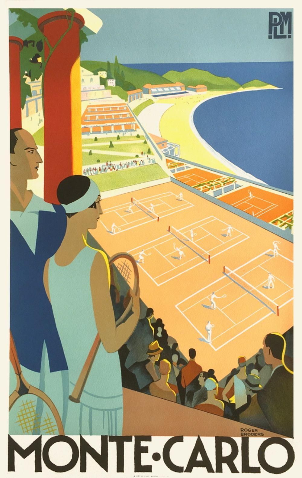 1990s Roger Broders Monte Carlo Tennis Masters Poster photo furniture