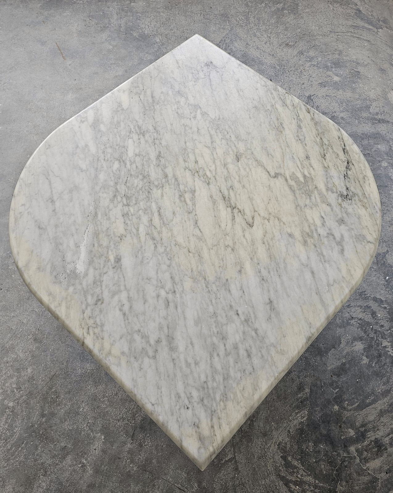 Postmodern Cat Eye Coffee Table Done In White Carrara Marble In Style Of Roche Bobois // Made In Italy In 1980s photo vinterior