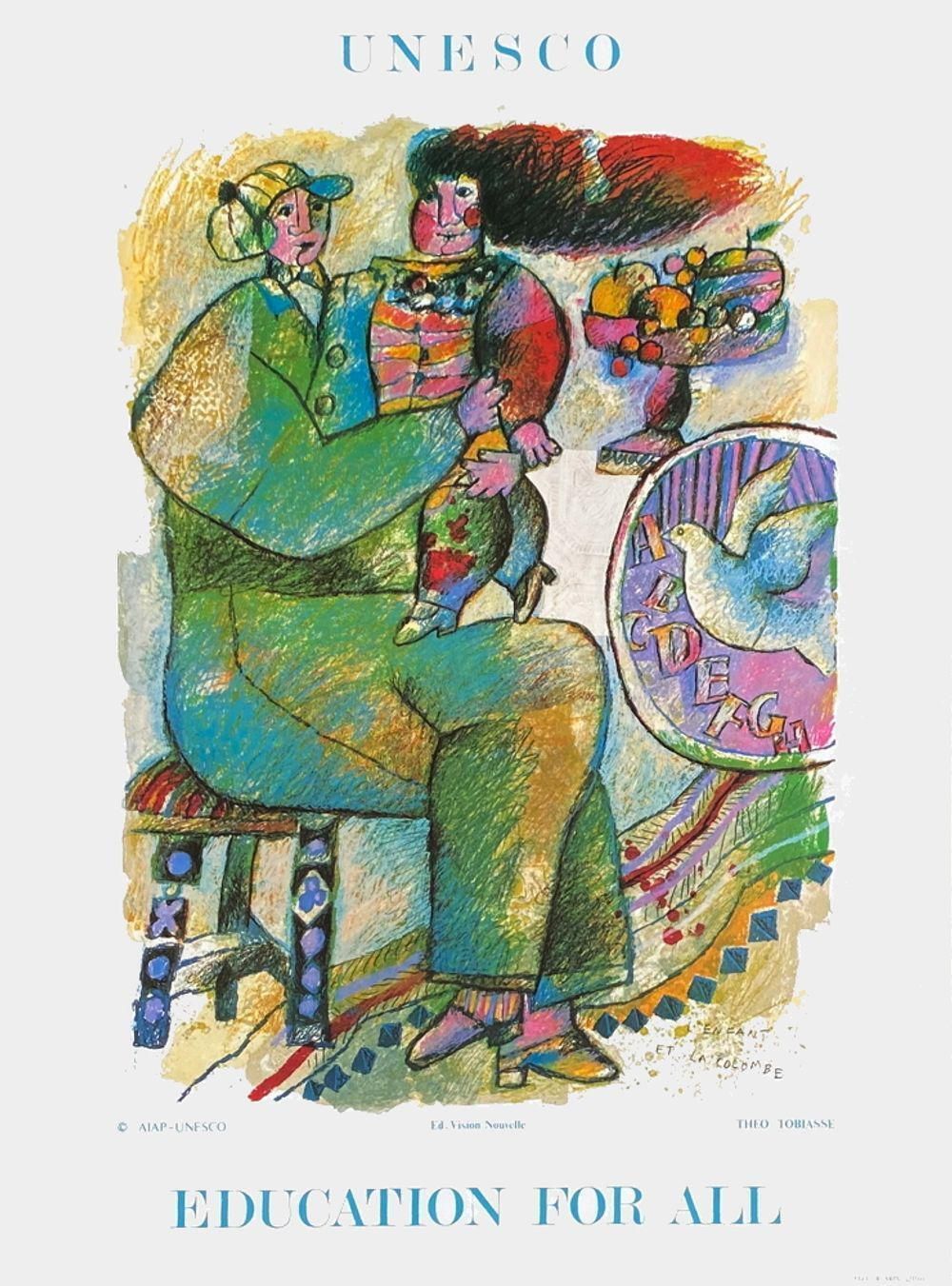 1986 After Théo Tobiasse Unesco Education For All Poster