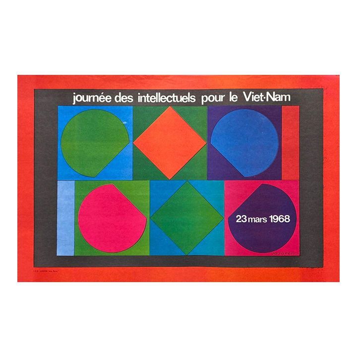 1968 Victor Vasarely Intellectuals Against Vietnam War Poster