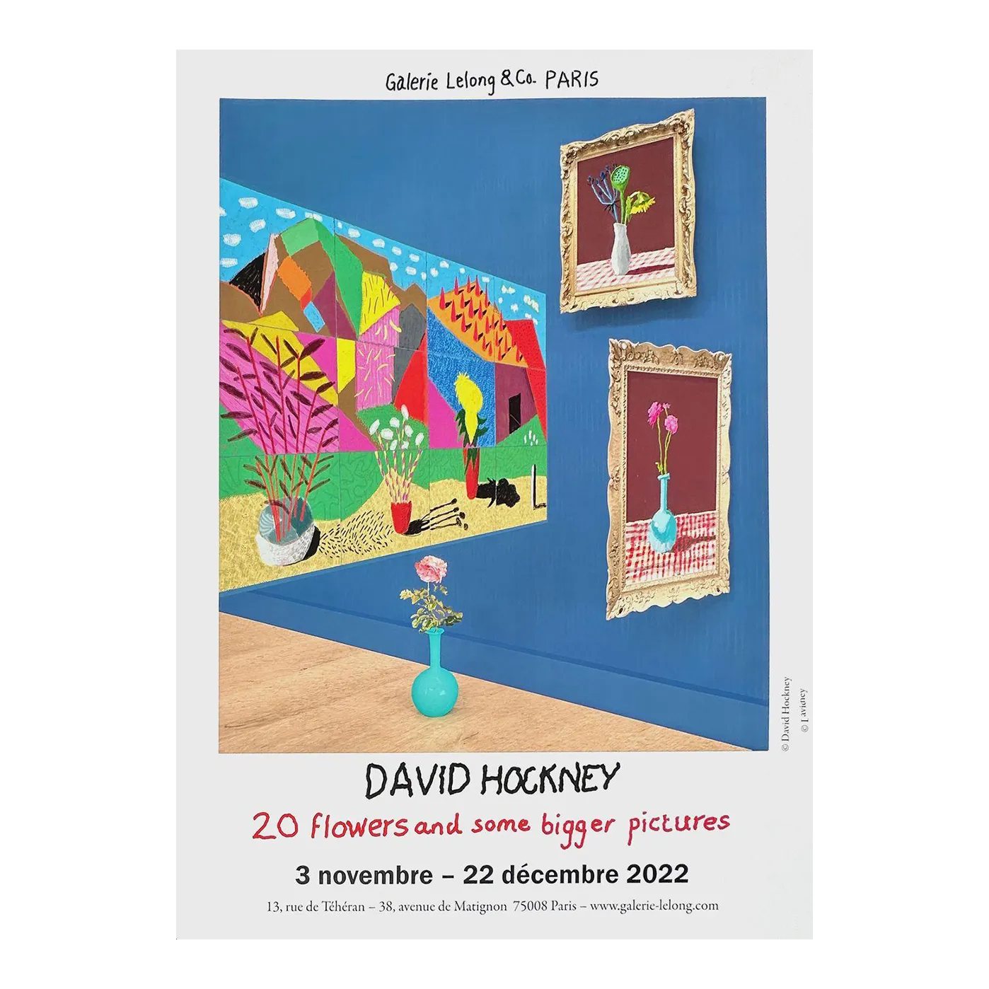 2022 David Hockney 20 Flowers And Some Bigger Pictures Exhibition Poster