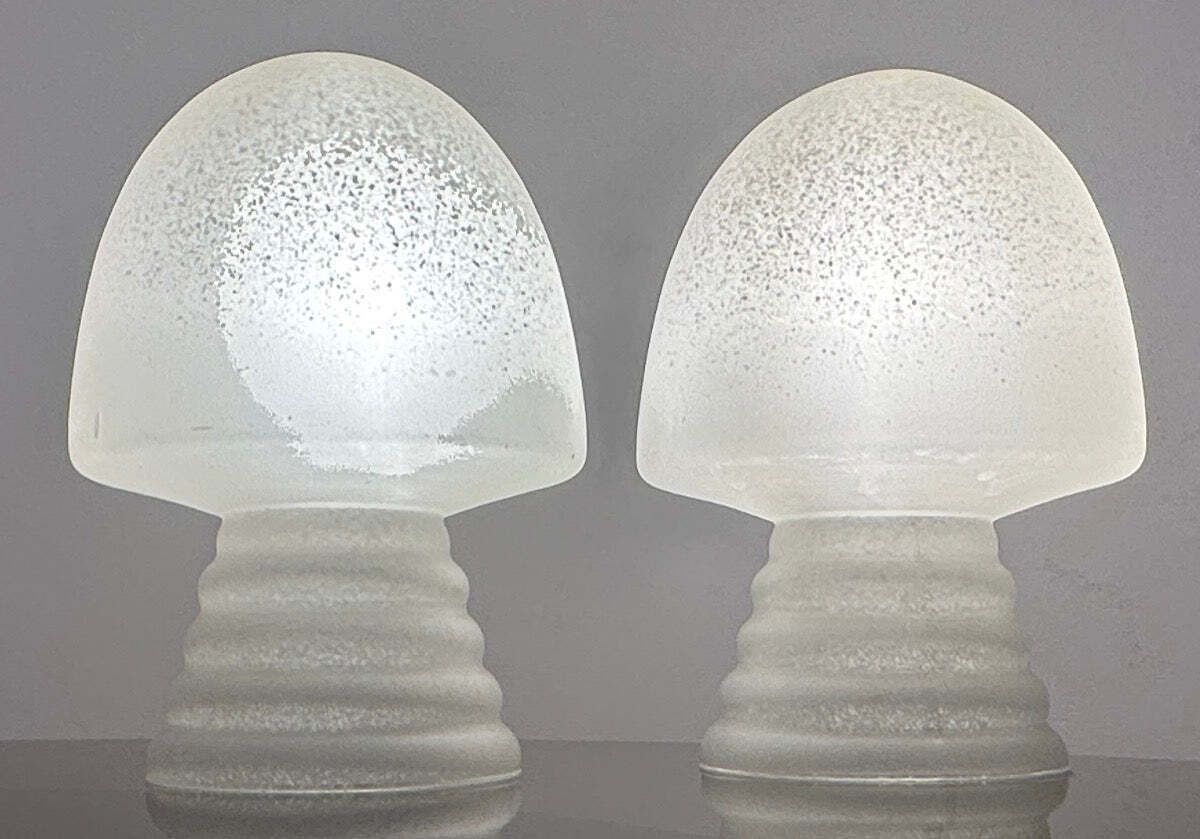 photo furniture Pair Of 1980s Hb Glass Holland Mushroom Speckled Glass Table Lamps