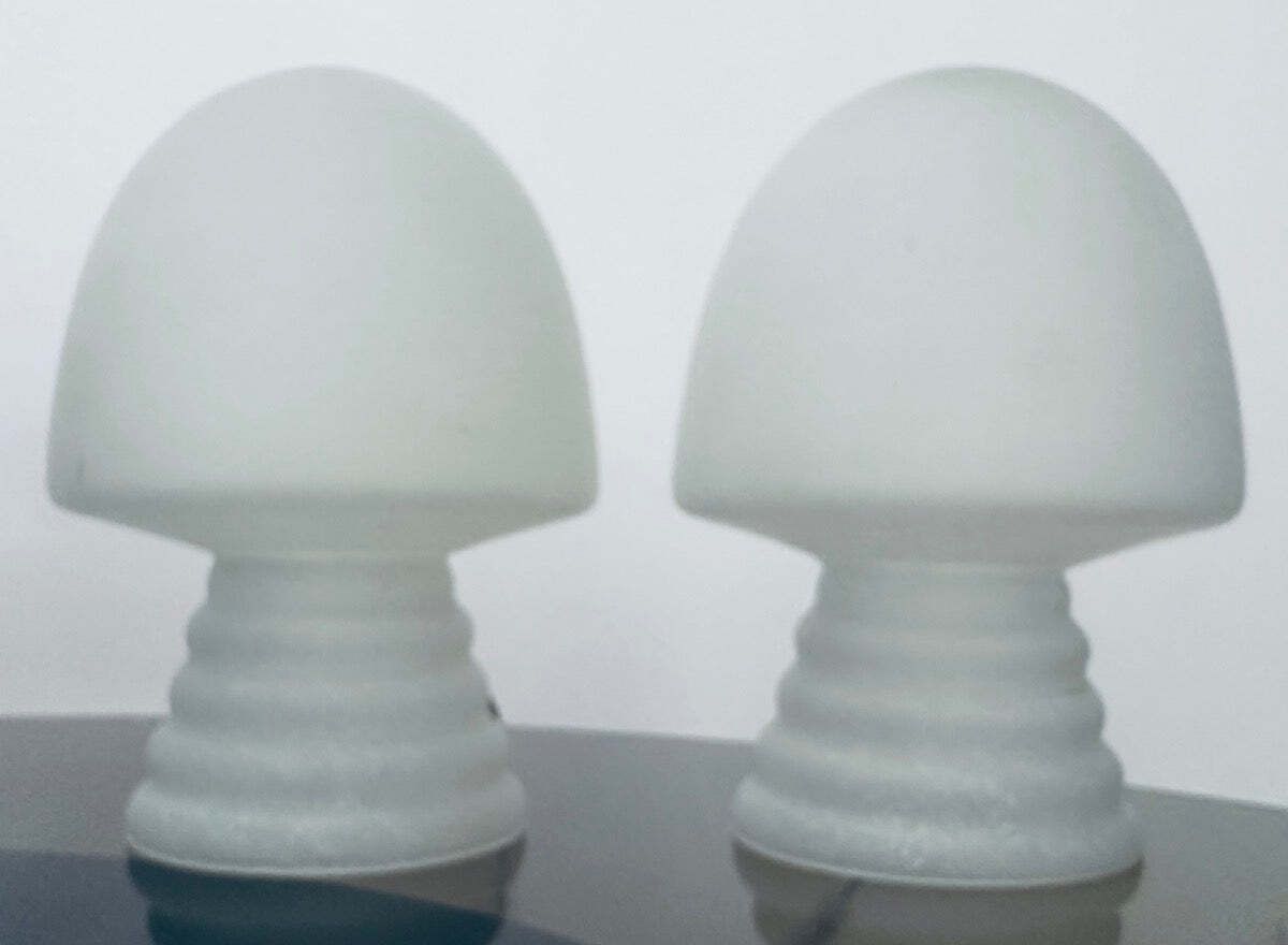 photo vinterior Pair Of 1980s Hb Glass Holland Mushroom Speckled Glass Table Lamps