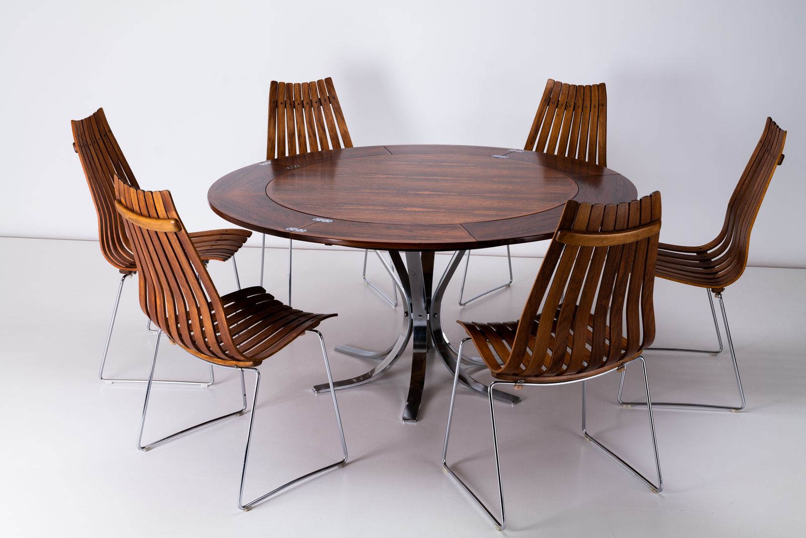 Rosewood & Chrome Lotus / Flip Flap Dining / Center Table By Dyrlund, Denmark 1970s photo 8000.0